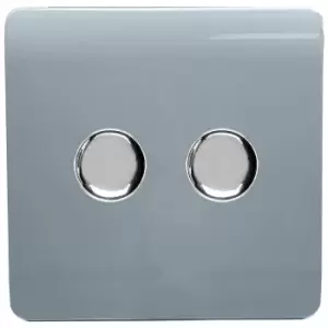 Image of Trendi Switch 2 Gang 120 Watt LED Dimmer Switch in Cool Grey