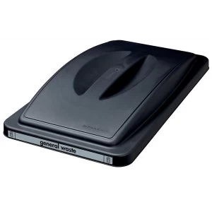 Image of Straight EcoSort Recycling System Waste Lid for General Waste Grab Lid Black