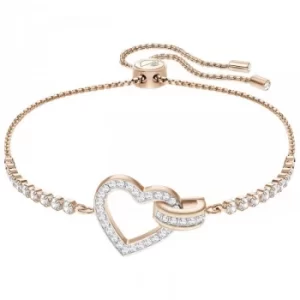 Image of Ladies Swarovski Rose Gold Plated Lovely Heart Slider Bracelet