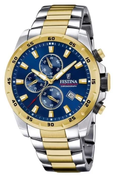 Image of Festina F20562/2 Mens Chronograph Blue Dial Two Tone Watch