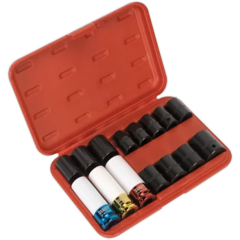 Image of Sealey 15 Piece 1/2" Drive Impact Socket and Wheel Nut Remover Set 1/2"