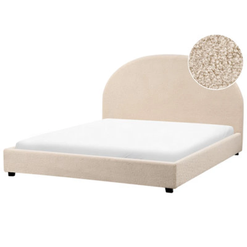 Image of Beliani Bed Boucle Vaucluse 160 X 200 Cm (Eu King Size) Beige