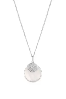 Image of Sterling Silver 925 Mother of Pearl Disc Pendant Necklace