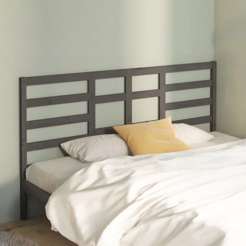 Image of Vidaxl Bed Headboard Grey 206X4X104cm Solid Wood Pine, Grey 818162