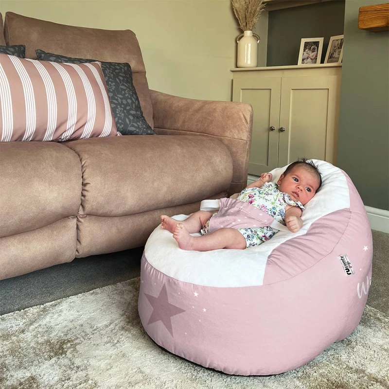 Image of rucomfy Beanbags rucomfy Wish Upon a Star Gaga Baby Bean Bag - Soft Newborn Seat in Baby Pink Baby Pink Unisex