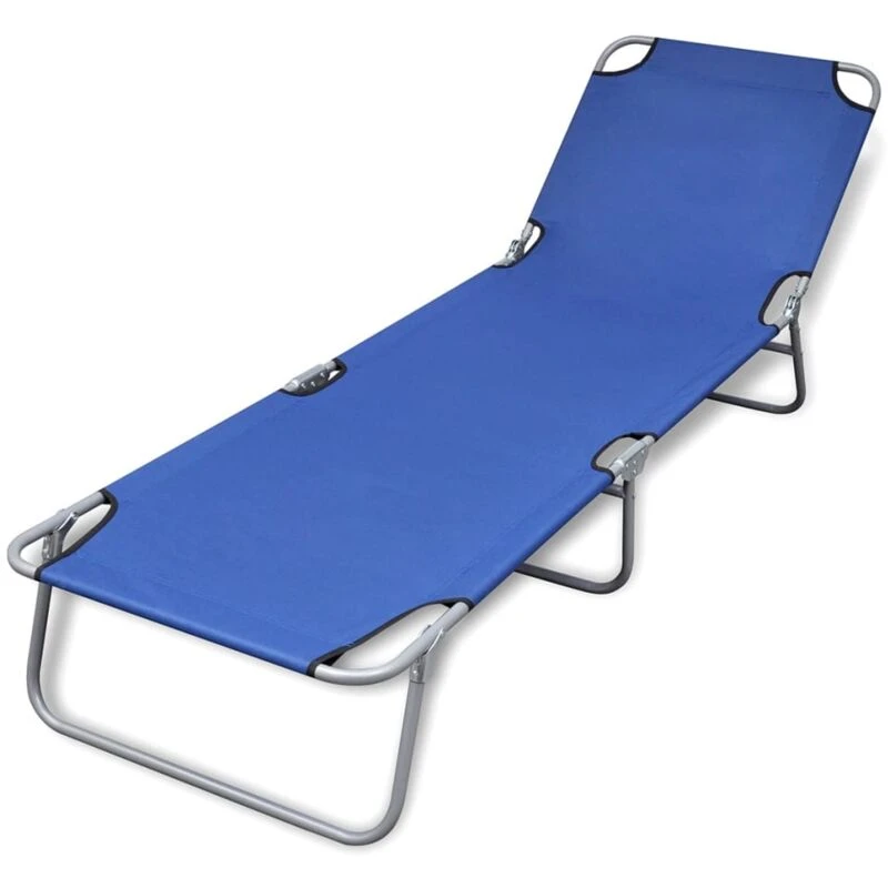 Image of Foldable Sun Lounger with Adjustable Backrest Blue