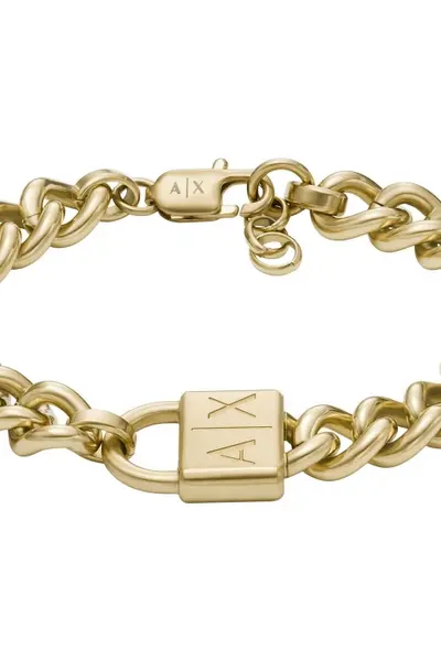 Image of Armani Exchange Jewellery Gents Armani Exchange Gold-Tone Stainless Steel Chain Bracelet AXG0129710