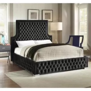 Image of Yanis Bed Double Plush Velvet Black