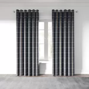 Image of Helena Springfield Harper Lined Curtains 66" x 72", Charcoal/Ginger