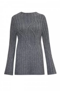 Image of French Connection Twisted Cable Knit Jumper Grey
