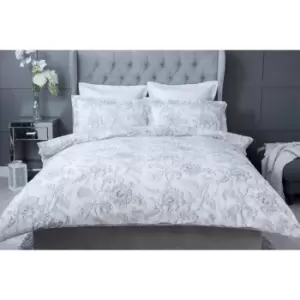 Image of Belledorm Ella Duvet Cover Set (Double) (White/Grey)