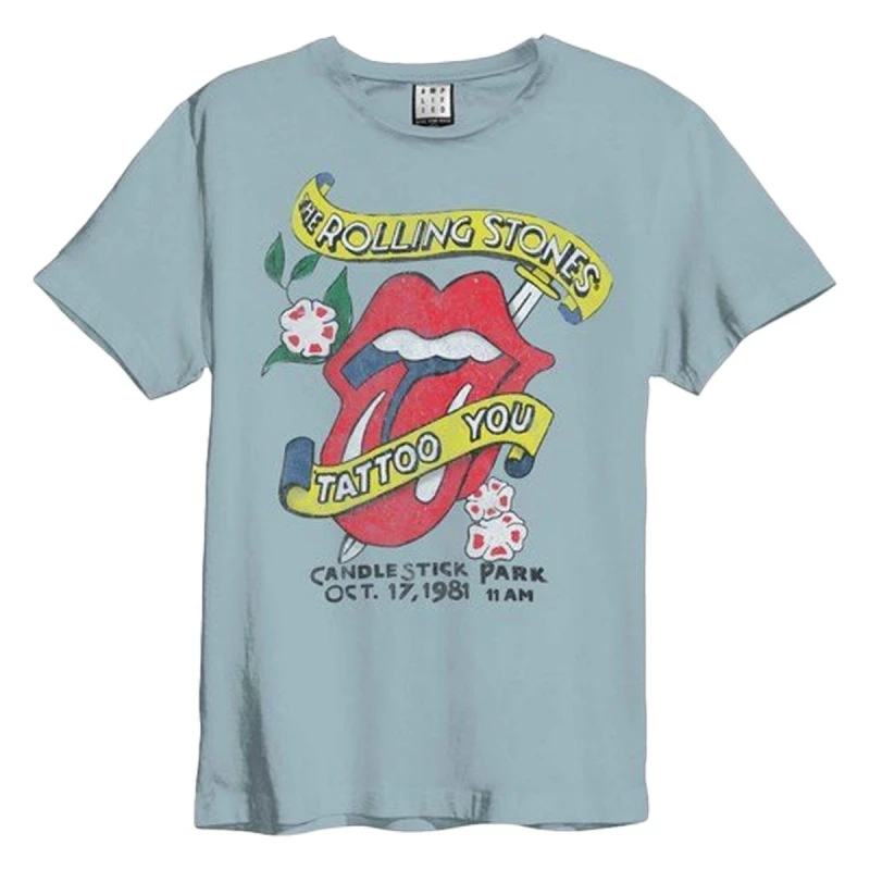 Image of Amplified Amplified Men Tattoo The Rolling Stones T-Shirt in Pale Blue Size: X-Small Pale Blue XS Male 5063300696262