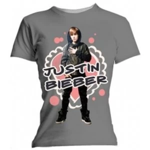 Image of Justin Bieber Cut Out Hearts Skinny Grey T Shirt: Medium
