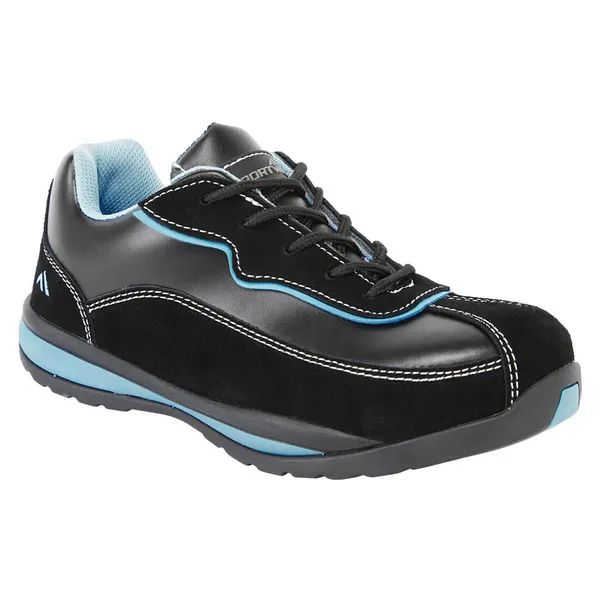 Image of Portwest Steelite Womens S1P HRO Safety Trainers FW39BKR40 Colour: Black / Blue