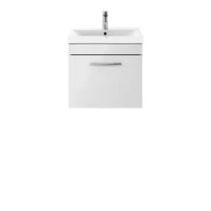 Image of Nuie Athena 500 Wall Hung Single Drawer Vanity & Mid-edge Basin - Gloss Grey Mist