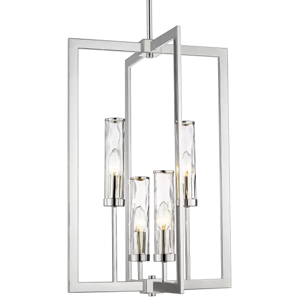 Image of Oxford 4 Light Wire Frame Pendant Ceiling Light Nickel, E14