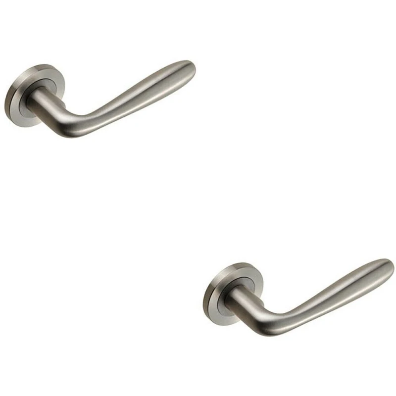 Image of Loops 2x PAIR Smooth Rounded Bar Handle on Round Rose Concealed Fix Satin Steel Metallics