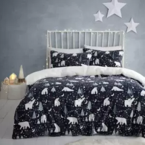 Image of Fusion Starry Night Fleece Blue Duvet Set - King, Striped
