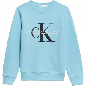 Image of Calvin Klein Junior Boys Monogram Crew Neck Sweatshirt - Sky CU4