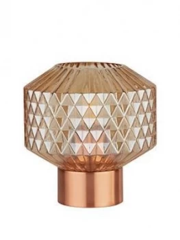 Image of Textured Amber Glass Table Lamp
