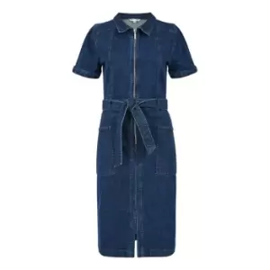 Image of Yumi Blue Denim Stretch Zip Dress - Blue