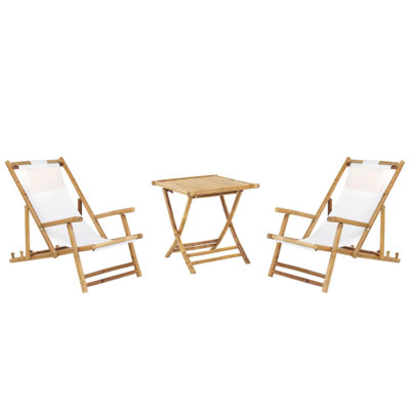 Image of Beliani Bistro Set Folding Atrani/molise Bamboo Wood Light Brown