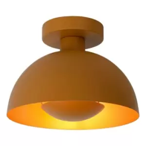 Image of Lucide SIEMON - Flush Ceiling Light - Ø25cm - 1xE27 - Ocher Yellow
