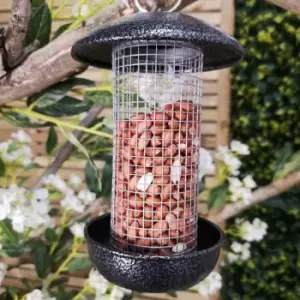 Image of Samuel Alexander - Wild Bird Hanging Hammered Steel Black and Silver Peanut Feeder