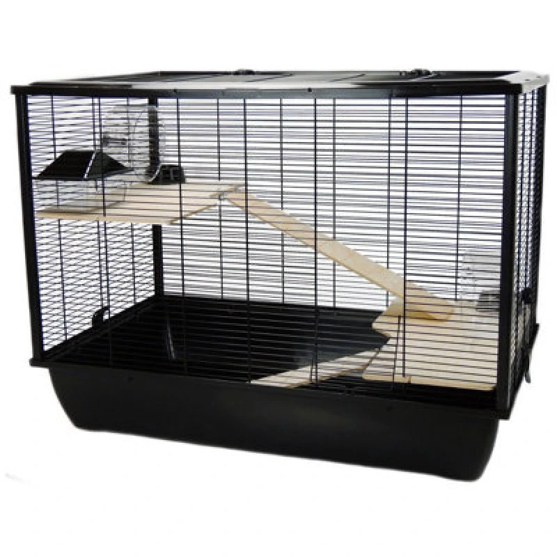 Image of Little Friends The Langham Tall Rat And Hamster Cage With Two Floors - Black