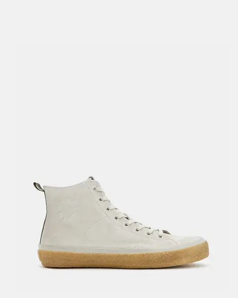 Image of AllSaints Crister Logo Leather High Top Trainers