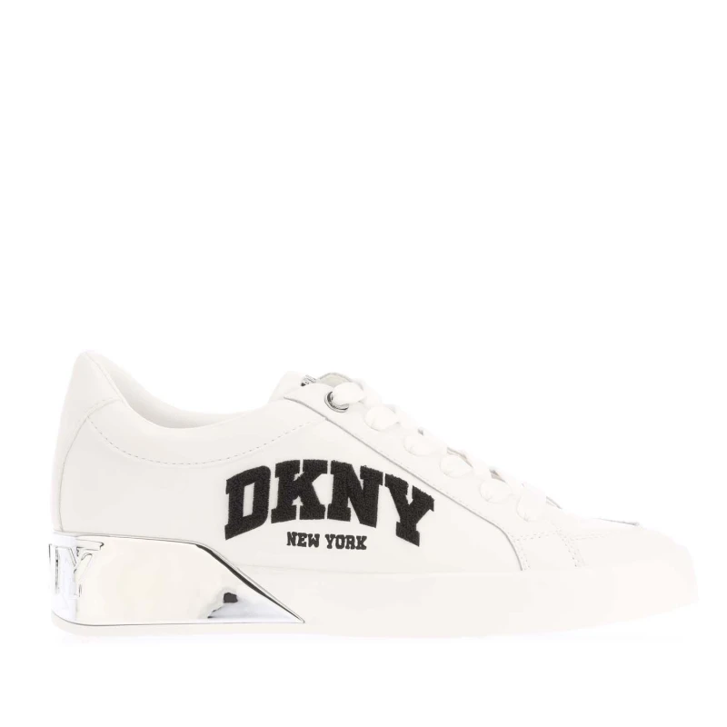 Image of DKNY Maben Varsity Lace Up Trainers White female UK 2.5