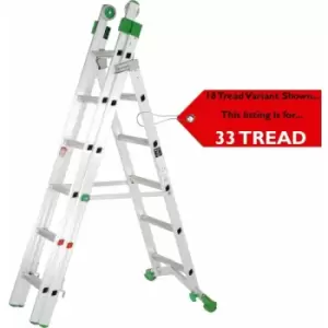 Image of Premium 33 Tread Combination Ladder 3 Section Extension Step Frame & Stairwell