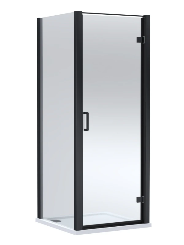 Image of Balterley Hinged Shower Door & Slip Resistant Tray: 800x800mm Matt Black/White in Black Unisex