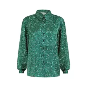 Image of Yumi Green Leopard Print Relaxed Shirt - Green