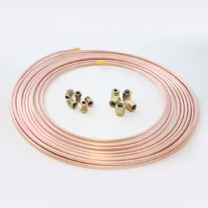 Image of 25ft Copper Brake Line Pipe 3/16OD x 0.131ID 5 male 5 female nut
