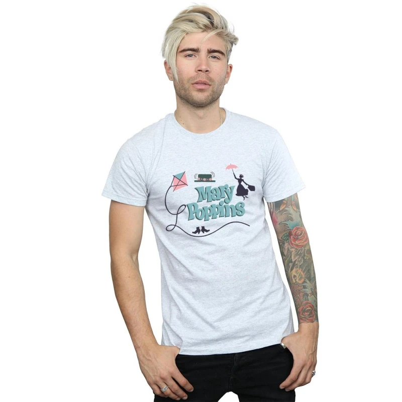 Image of Disney Men Mary Poppins Logo T-Shirt in Grey Size: Small Grey S Male 5057864521542