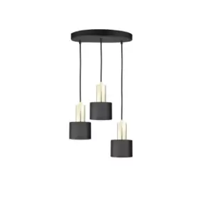 Image of Luce Cluster Pendant Ceiling Light Black, Gold, 30cm, 3x E27