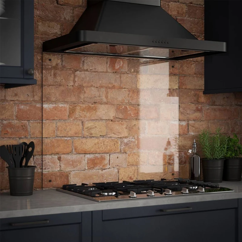 Image of Clear Glass Kitchen Splashback With Bronze Caps 900X700Mm, Clear SB53598