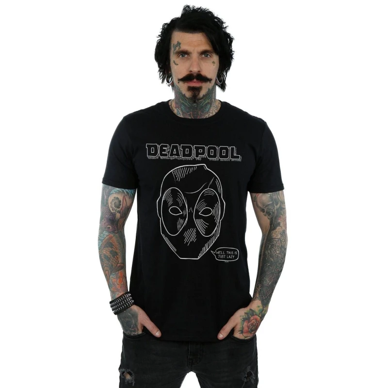 Image of Marvel Marvel Men Deadpool This Is Just Lazy T-Shirt in Black Size: Small Black S Male 5059308627056
