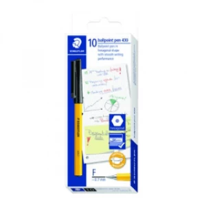 Image of Staedtler Stick 430 Fine Ballpoint Pen - Black (10 Pack)