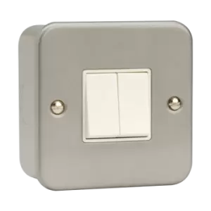 Image of Click Scolmore Essentials Metal Clad 2 Gang 2 Way 10A Switch - CL012