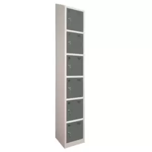 Image of 6 Door Locker, 300X450, Grey Carcass/Dark Grey Doors, Sloping Top, Camlock