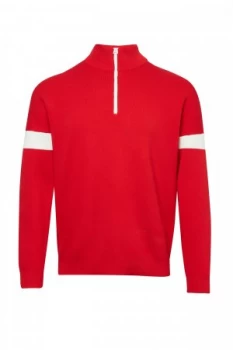 Image of Mens French Connection Lakra Ski Knit Funnel Jumper Black Red