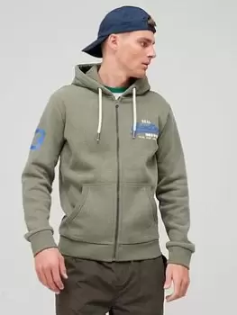 Image of Superdry Vintage Zip Hoodie, Olive Size M Men