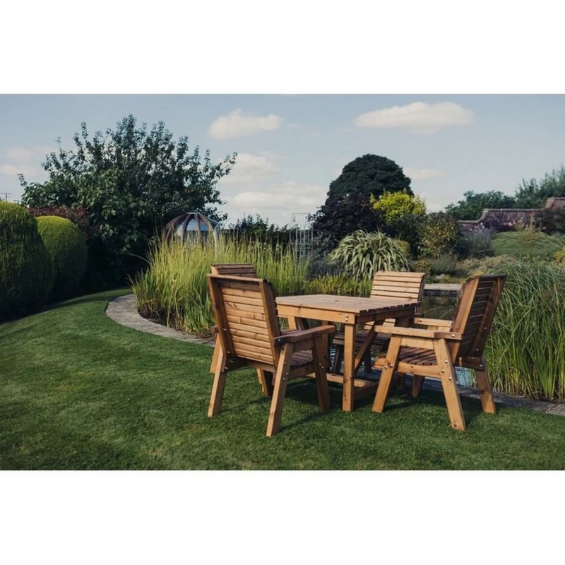Image of Churnet Valley Garden Furniture Ltd Valley 4 Seater Square 4XC - Timber - Minimal Assembly Required in Brown Brown Unisex