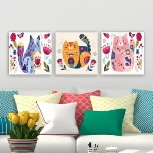 Image of P122440 Multicolor Decorative Canvas Painting (3 Pieces)