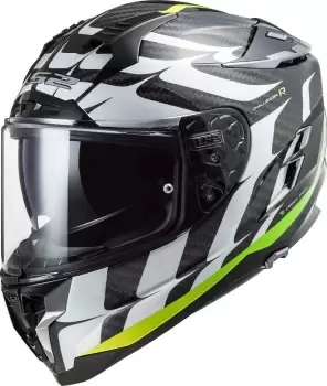 Image of LS2 FF327 Challenger Flames Carbon Helmet, white-yellow, Size L, white-yellow, Size L