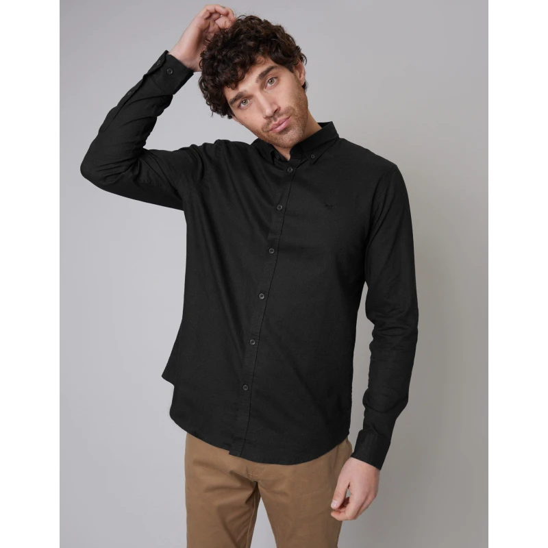 Image of Threadbare Mens Long-Sleeve Plain Shirt Black male Small