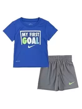 Image of Nike Infant Boys Nk Df My First Short Set, Grey, Size 24 Months