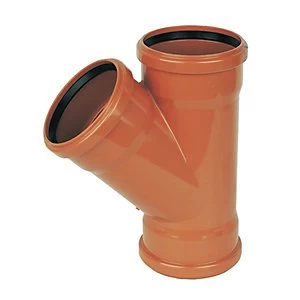 Image of FloPlast D211 Underground Drainage 45 Deg Equal Junction Tee - Terracotta 110mm